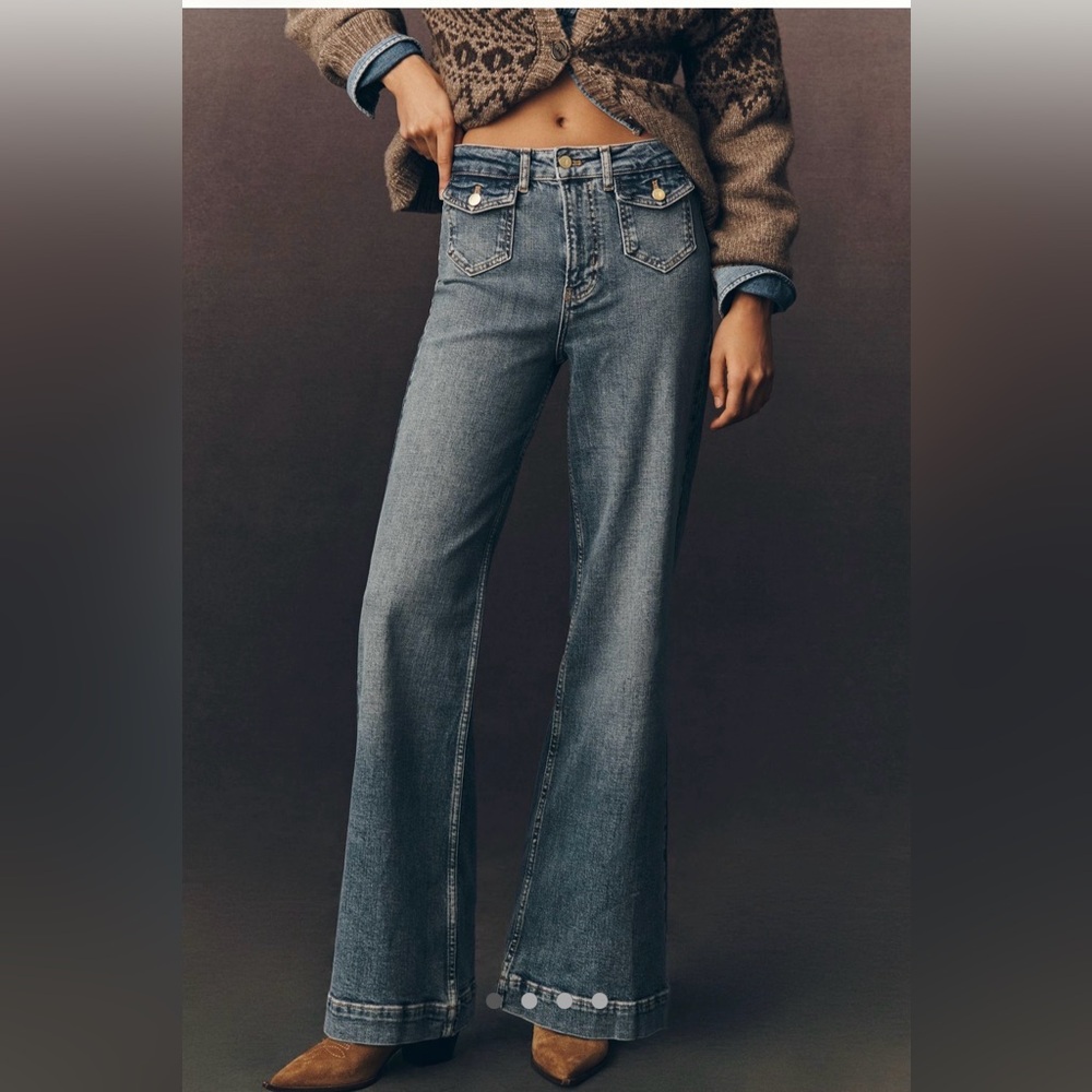 Pilcro Anthropologie Pocket High Rise Flare Blue Women's Jeans
